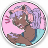 Ich spiele zu gewinnen Gamer Circle Vinyl Sticker (Vorderseite)