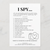 Ich spioniere Hochzeitsspiel Capture the Liebe Fot Menükarte (Rückseite)