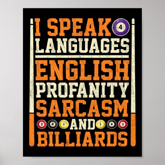 Ich spreche 4 Sprachen Profanity Sarcasm und Billi Poster (Vorne)