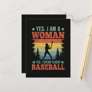 Ich spreche fließend Baseball weibliche Spielerin  Ankündigungspostkarte