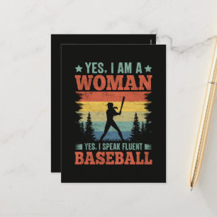 Ich spreche fließend Baseball weibliche Spielerin Feiertagspostkarte