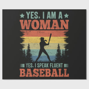 Ich spreche fließend Baseball weibliche Spielerin  Geschenkpapier