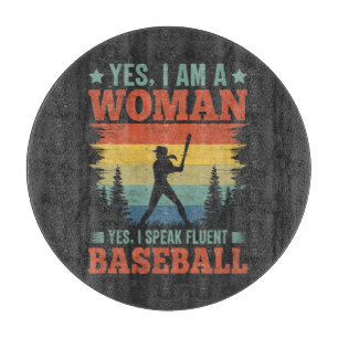 Ich spreche fließend Baseball weibliche Spielerin  Schneidebrett