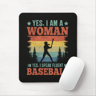 Ich spreche fließend Baseball Weiblicher Spieler F Mousepad
