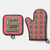 Ich spreche fließend Film Quotes Retro Pop Art Ofenhandschuh & Topflappen-Set (Vorderseite)