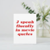 Ich spreche fließend in Zitaten von Filmen Postkarte (Stehend Vorderseite)