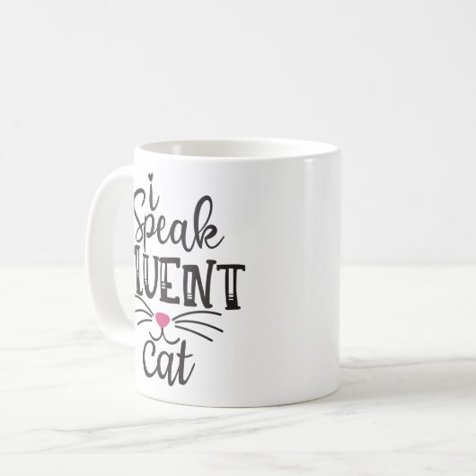 Ich spreche fließend Katze humorvoll Kaffeetasse (Vorderseite Links)