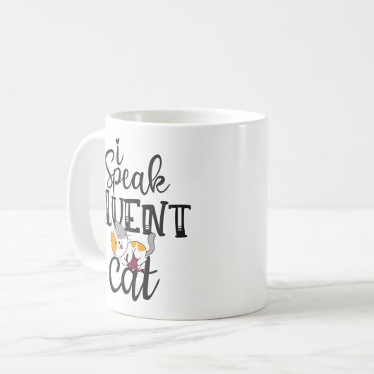 Ich spreche fließend Katze humorvolles liebliches  Kaffeetasse (Vorderseite Links)