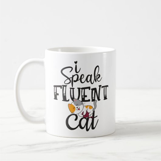 Ich spreche fließend Katze humorvolles liebliches Kaffeetasse (Links)