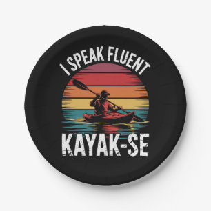 Ich spreche fließend Kayak-Ese Kayaker Kayaking Vi Pappteller