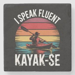 Ich spreche fließend Kayak-Ese Kayaker Kayaking Vi Steinuntersetzer