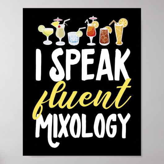 Ich spreche fließend Mixology Funny Barkeeper Mixo Poster (Vorne)