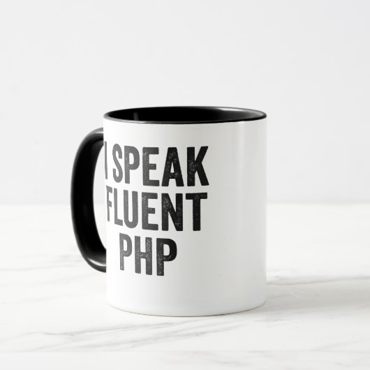 Ich spreche fließend PHP Funny Coding Geek Program Tasse (Vorderseite Links)