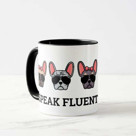 Ich spreche Fluent Frenchie Funny French Bulldog Z Tasse (Vorderseite Links)