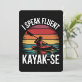 Ich spreche Fluent Kayak-Ese Kayaker Kayaking Vint Einladung (Stehend Vorderseite)