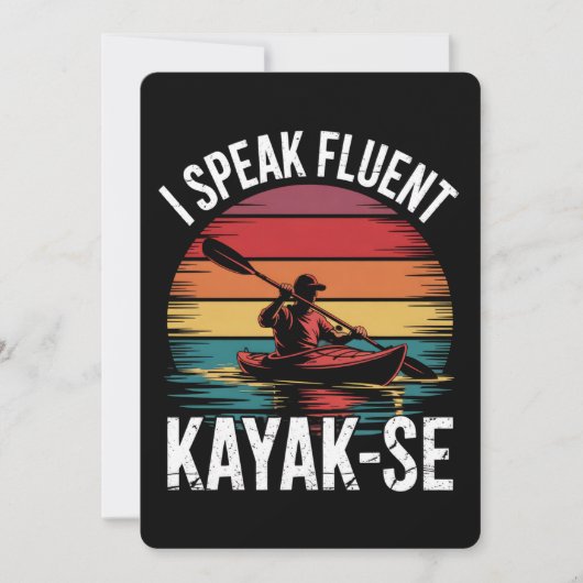Ich spreche Fluent Kayak-Ese Kayaker Kayaking Vint Einladung (Vorderseite)