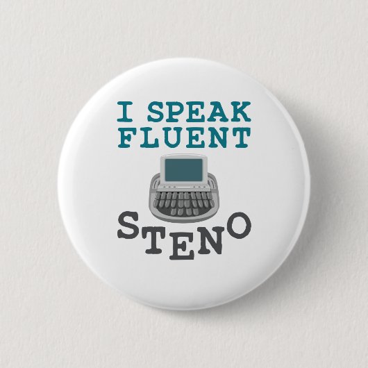 Ich spreche Fluent Steno Court Reporter Stenograph Button (Vorderseite)