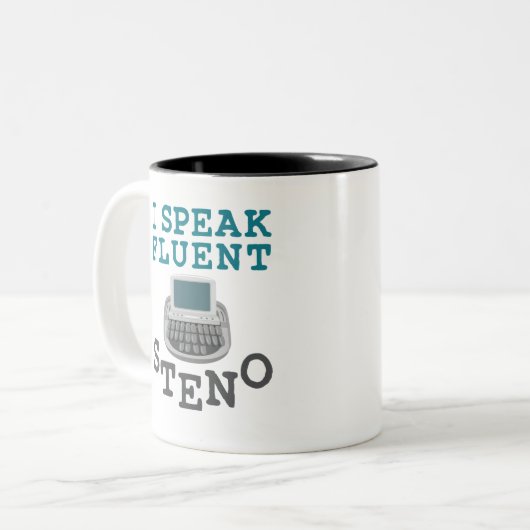 Ich spreche Fluent Steno Court Reporter Stenograph Zweifarbige Tasse (Vorderseite Links)