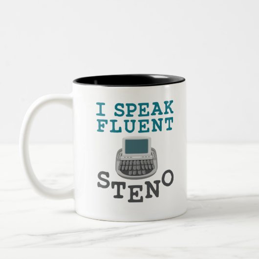 Ich spreche Fluent Steno Court Reporter Stenograph Zweifarbige Tasse (Links)
