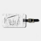 Ich spreche Flute Schwarz-weiße Marmormonogramm Gepäckanhänger (Vorderseite horizontal)