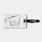 Ich spreche Flute Schwarz-weiße Marmormonogramm Gepäckanhänger (Rückseite horizontal)