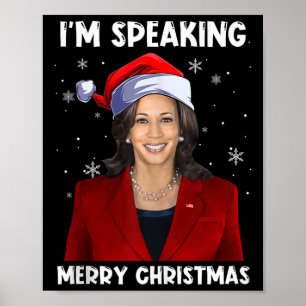 Ich spreche frohe Weihnachten Kamala Harris Santa Poster