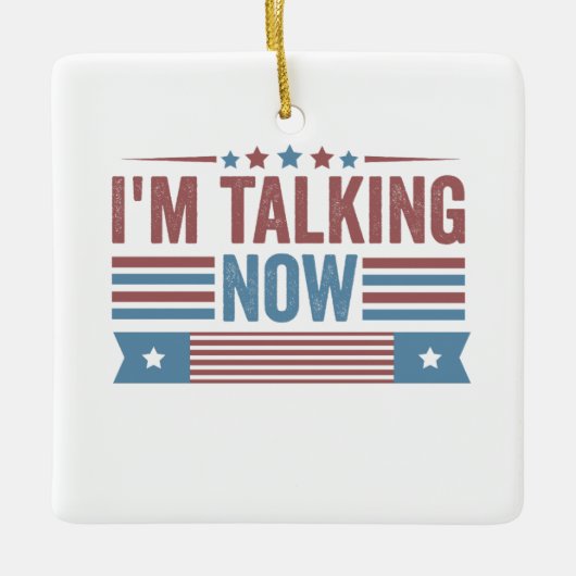 Ich spreche jetzt von Trump Kamala, einer Präsiden Keramikornament (Vorderseite)