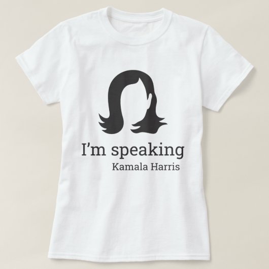 Ich spreche Kamala Harris Black and White T-Shirt (Design vorne)