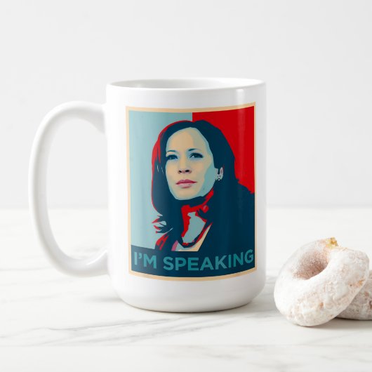 Ich spreche Kamala Harris Kaffeetasse (Mit Donut)