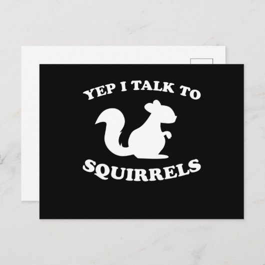 Ich spreche mit Eichhörnchen Design Silhouette Spr Postkarte (Vorne/Hinten)
