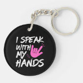 Ich spreche mit meinen Händen - ASL - Gehörloses B Schlüsselanhänger (Rückseite)
