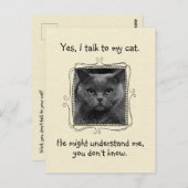 Ich spreche mit meiner Katze | Funny Custom Postkarte (Vorne/Hinten)