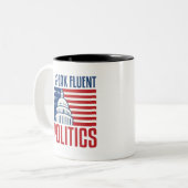Ich spreche von fließendem politischen Analytiker Zweifarbige Tasse (Vorderseite Links)