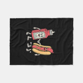 Ich spritze auf heiße Würstchen Hot Dog lustiger W Fleecedecke (Vorderseite (Horizontal))