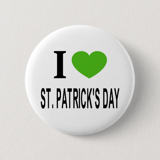 ICH ❤️ ST. PATRICKS TAG mit grünem Herzen Button (Vorderseite)