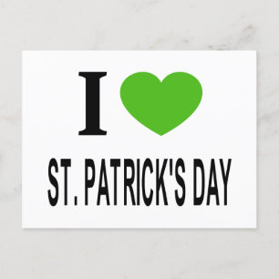 ICH ❤️ ST. PATRICKS TAG mit grünem Herzen Feiertagspostkarte