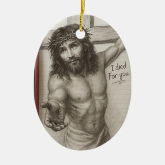 Ich starb für dich keramik ornament (Vorne)