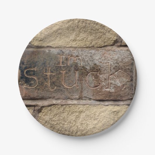 "Ich stecke fest" ein anderer Stein in der Wand Pappteller (Vorderseite)
