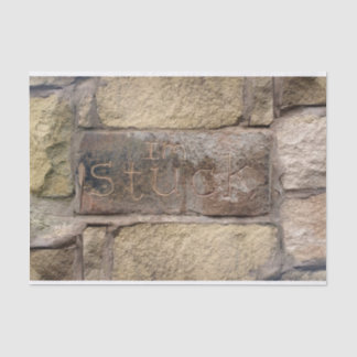 "Ich stecke fest" ein anderer Stein in der Wand Seidenpapier