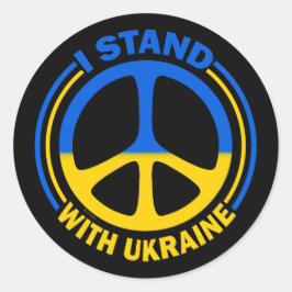 Ich stehe für das ukrainische Friedenssymbol Runder Aufkleber