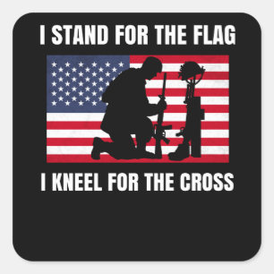 Ich stehe für die Fahne für das Kreuz Quadratischer Aufkleber