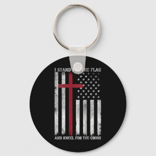Ich stehe für die Flagge, knie für das Kreuz USA A Schlüsselanhänger