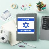 Ich stehe für Israel-Zoll-weißer Text Israel-Flagg Aufkleber (iPad Hülle)