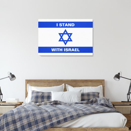 Ich stehe für Israel-Zoll-weißer Text Israel-Flagg Leinwanddruck (Insitu (Schlafzimmer))
