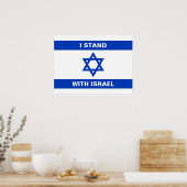 Ich stehe für Israel-Zoll-weißer Text Israel-Flagg Poster (Küche)