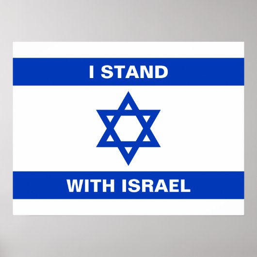 Ich stehe für Israel-Zoll-weißer Text Israel-Flagg Poster (Vorne)
