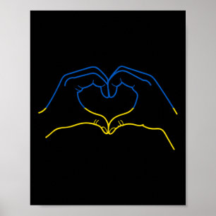 Ich stehe hinter der Ukraine Herz Hand in Farben d Poster