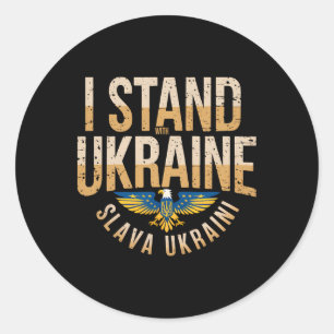 Ich stehe hinter der Ukraine Slava Ukraini Ehre de Runder Aufkleber