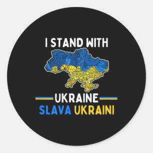 Ich stehe hinter der Ukraine Slava Ukraini Unterst Runder Aufkleber