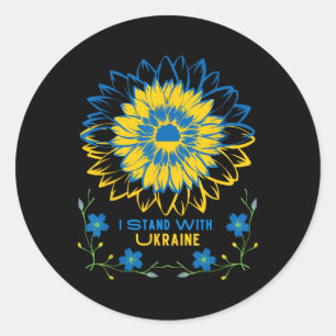 Ich stehe hinter der Ukraine - Sonnenblume Ukraini Runder Aufkleber